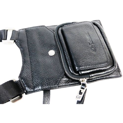Небольшая мужская кожаная сумка на плечо Giorgio Ferretti  B90001 Черная