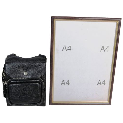 Небольшая мужская кожаная сумка на плечо Giorgio Ferretti  B90001 Черная