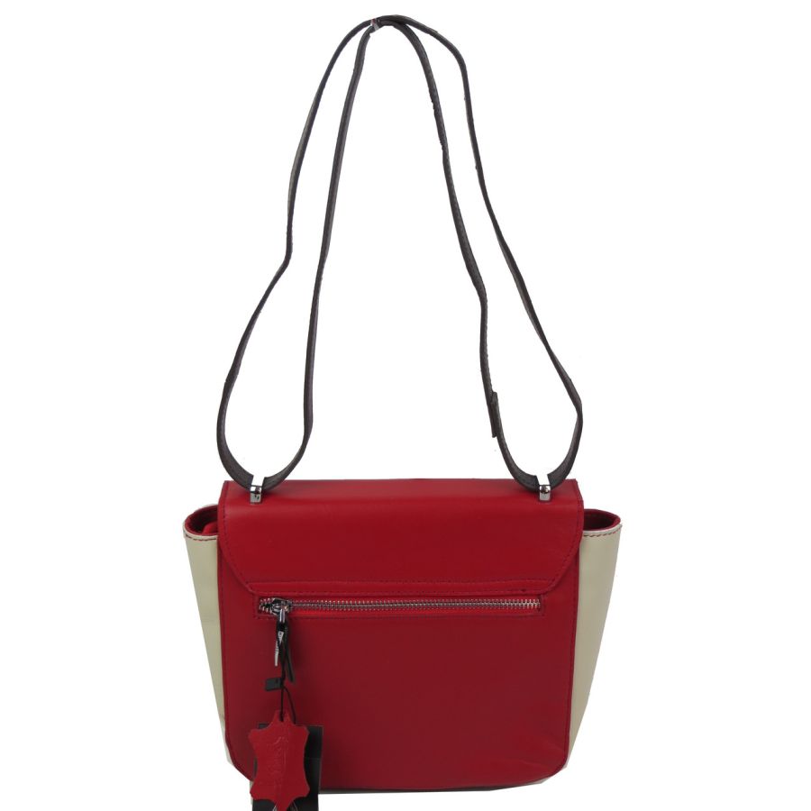 Небольшая женская кожаная сумка Giorgio Ferretti 35553SD04 Красная с бежевым