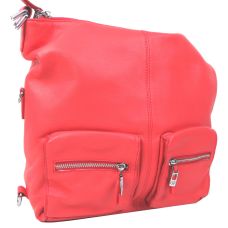 Женская кожаная сумка-рюкзак траснформер Giorgio Ferretti 0329Q34 Коралловая