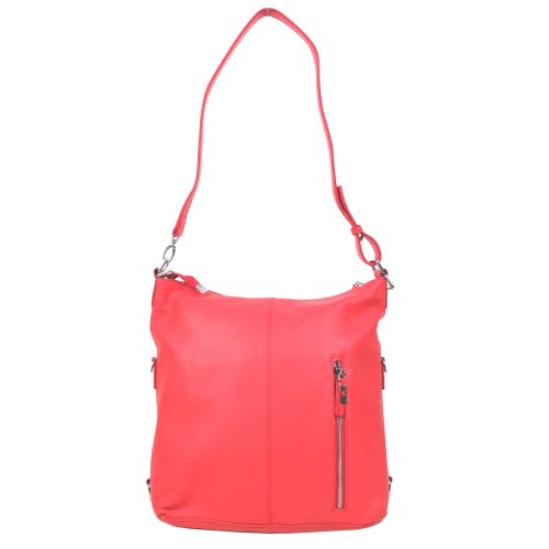 Женская кожаная сумка-рюкзак траснформер Giorgio Ferretti 0329Q34 Коралловая