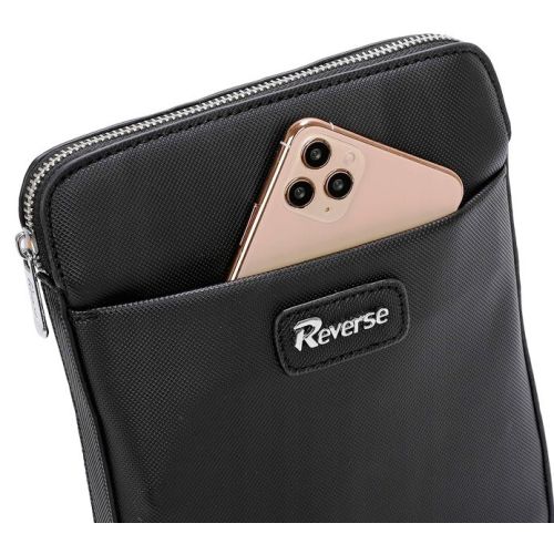 Мужская сумка наплечная сумка из эко кожи PU Reverse F581 Черная