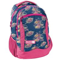 Яркий женский городской рюкзак PASO 18-2808UX 22L Синий с розовым 