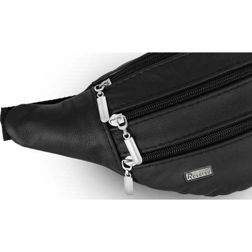 Мужская поясная сумка из кожи Reverse 0058288 Черная