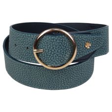 Женский ремень пояс из эко кожи с круглой пряжкой Doca 54585 Синий