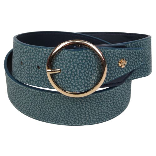 Женский ремень пояс из эко кожи с круглой пряжкой Doca 54585 Синий