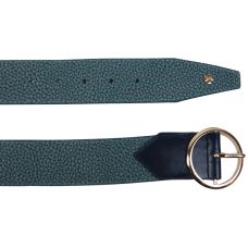 Женский ремень пояс из эко кожи с круглой пряжкой Doca 54585 Синий