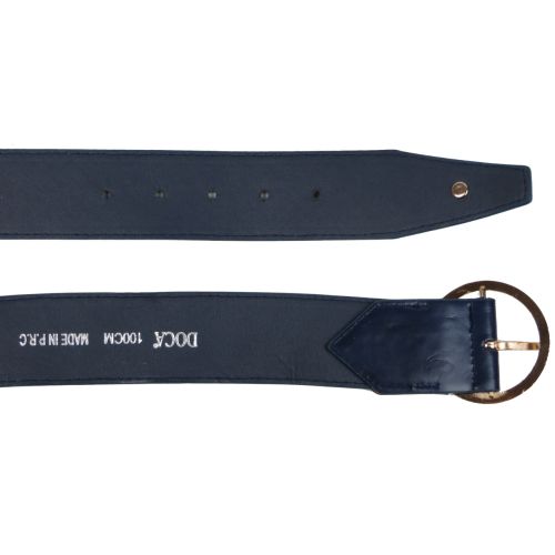 Женский ремень пояс из эко кожи с круглой пряжкой Doca 54585 Синий