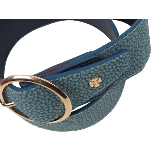 Женский ремень пояс из эко кожи с круглой пряжкой Doca 54585 Синий