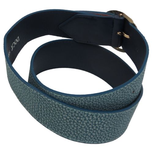 Женский ремень пояс из эко кожи с круглой пряжкой Doca 54585 Синий