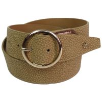 Женский ремень пояс из эко кожи с круглой пряжкой Doca 54584 Бежевый