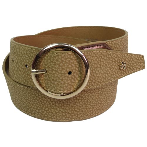 Женский ремень пояс из эко кожи с круглой пряжкой Doca 54584 Бежевый