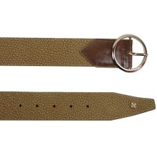 Женский ремень пояс из эко кожи с круглой пряжкой Doca 54584 Бежевый