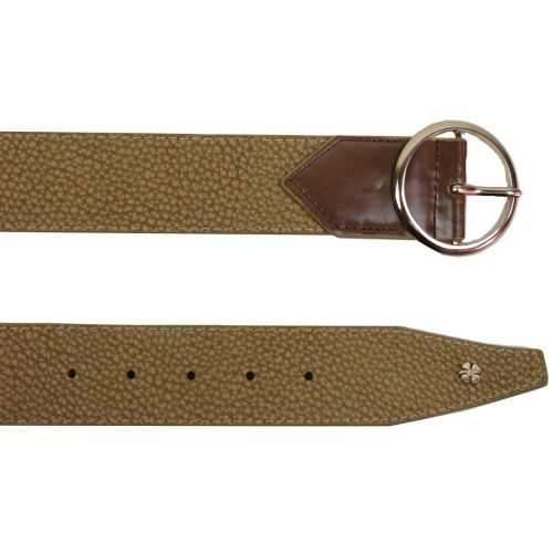 Женский ремень пояс из эко кожи с круглой пряжкой Doca 54584 Бежевый