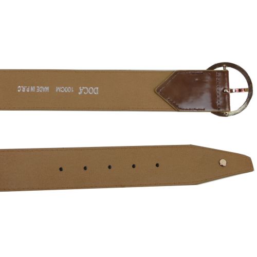 Женский ремень пояс из эко кожи с круглой пряжкой Doca 54584 Бежевый