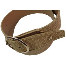 Женский ремень пояс из эко кожи с круглой пряжкой Doca 54584 Бежевый