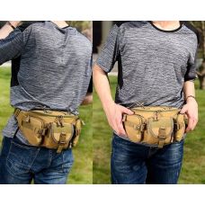 Большая тактическая поясная набедренная сумка Edibazzar койот