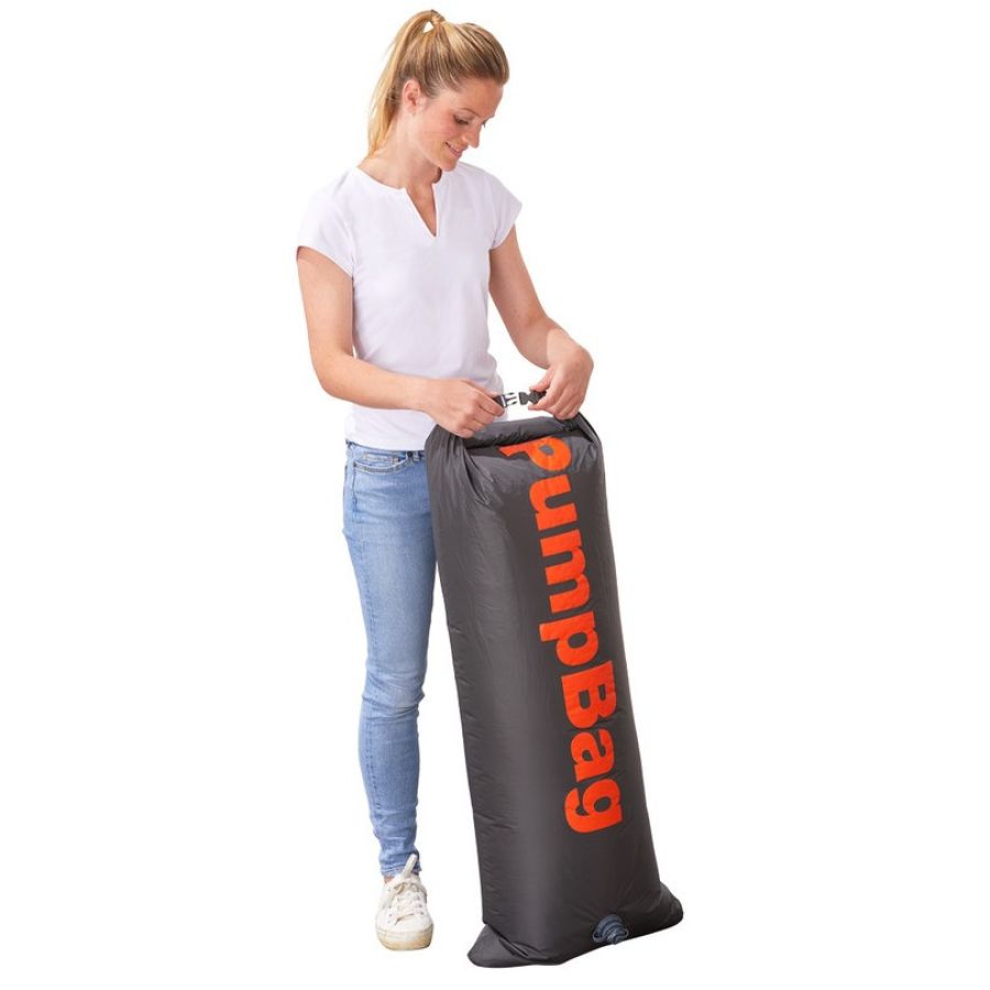 Большой гермомешок для вещей и насос два в одном 100L Delta-Sport PumpBag серый