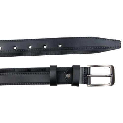 Кожаный мужской ремень под брюки Skipper Украина 1474-35 черный