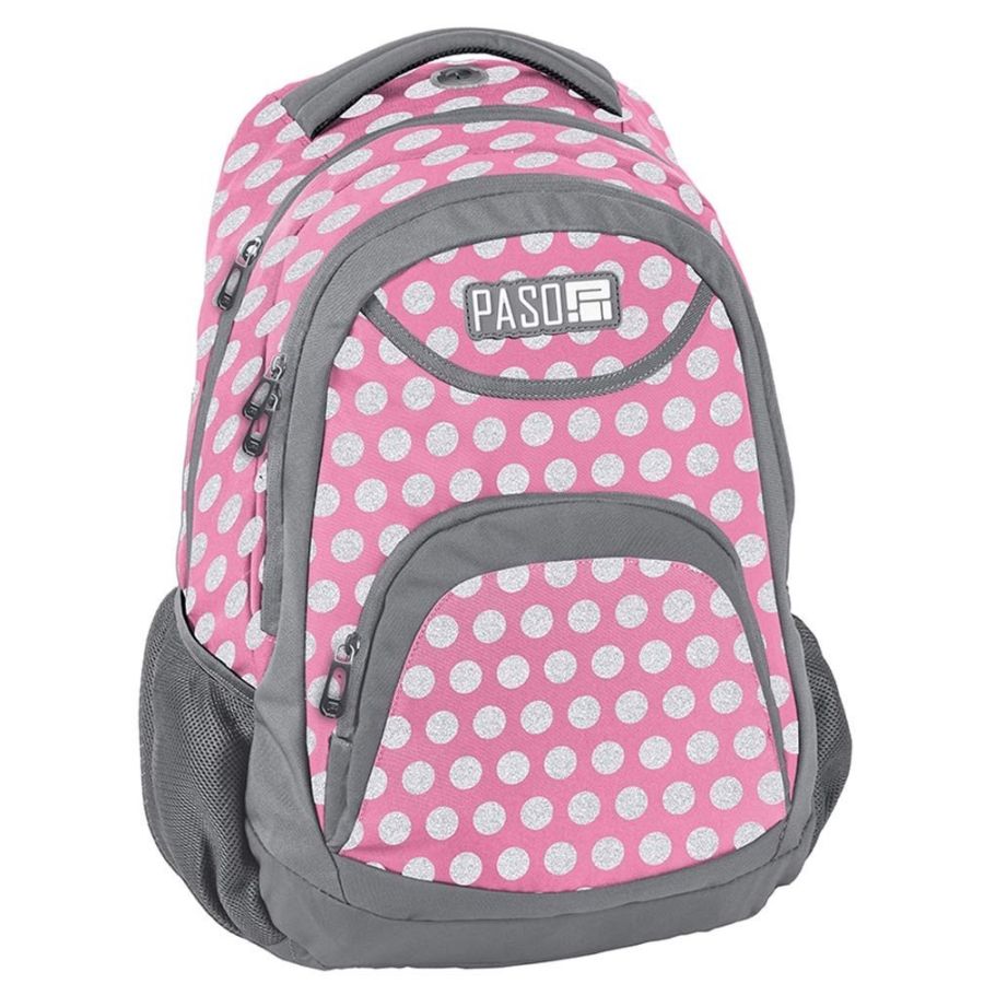 Яркий женский рюкзак Paso 18-2708PI16 20L Розовый в горох