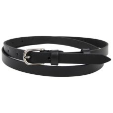 Узкий женский кожаный ремень Skipper 1480-15 Черный