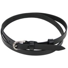 Узкий женский кожаный ремень Skipper 1480-15 Черный