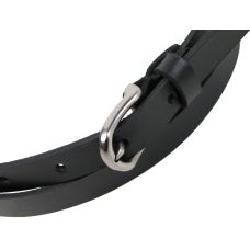 Узкий женский кожаный ремень Skipper 1480-15 Черный