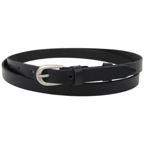 Тонкий женский кожаный поясок ремень Skipper 1479-15 Черный