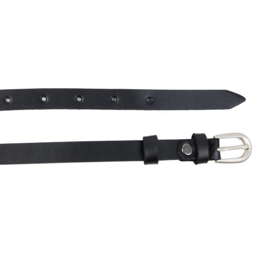 Тонкий женский кожаный поясок ремень Skipper 1479-15 Черный