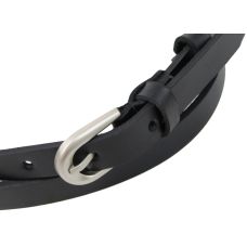 Тонкий женский кожаный поясок ремень Skipper 1479-15 Черный