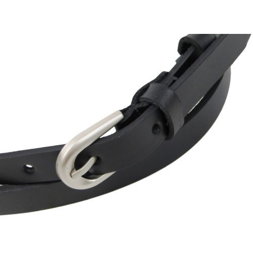 Тонкий женский кожаный поясок ремень Skipper 1479-15 Черный