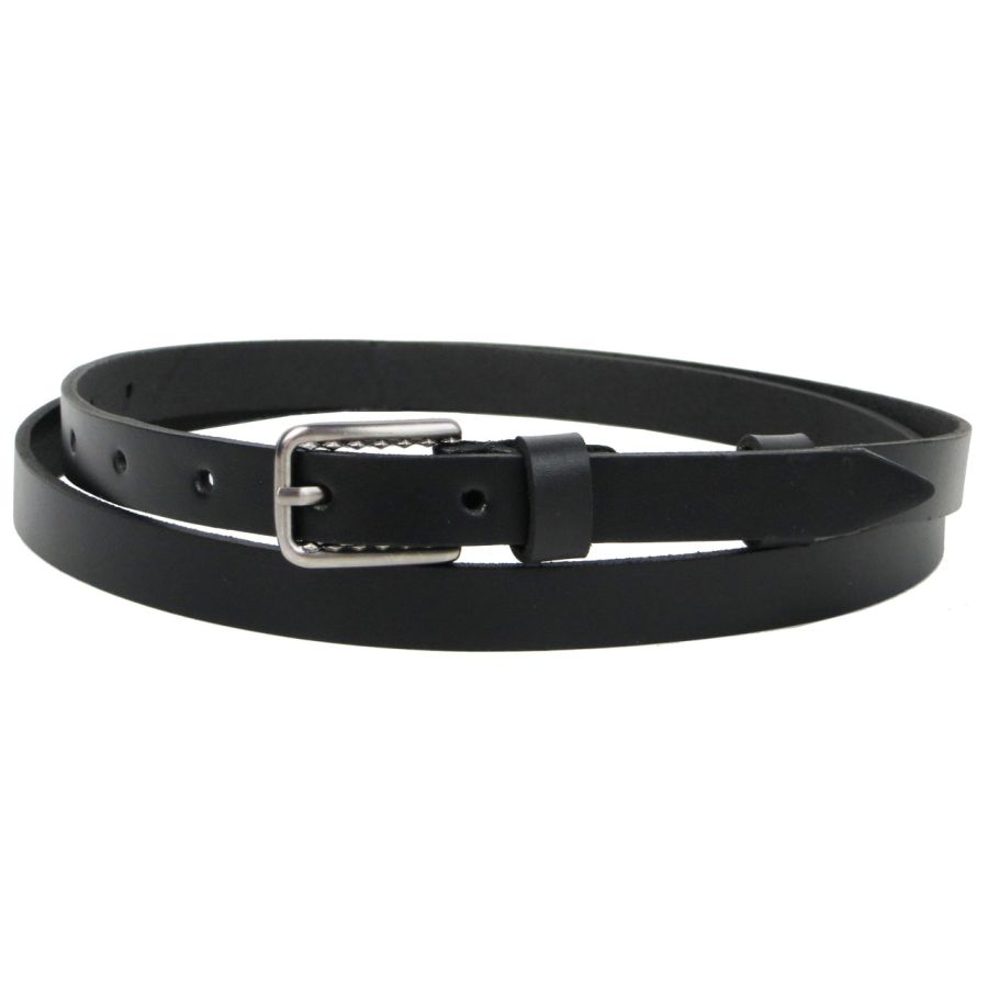 Узкий женский кожаный ремень Skipper 1484-15 Черный
