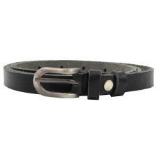 Тонкий женский кожаный поясок ремень Skipper 1373-15 Черный 