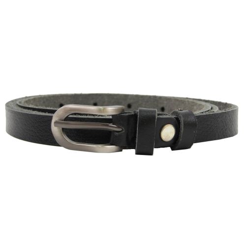 Тонкий женский кожаный поясок ремень Skipper 1373-15 Черный