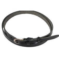 Тонкий женский кожаный поясок ремень Skipper 1373-15 Черный 