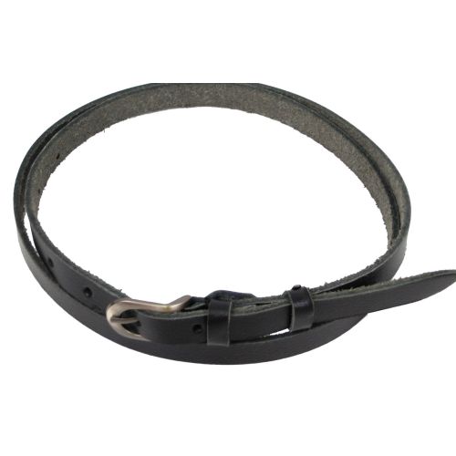 Тонкий женский кожаный поясок ремень Skipper 1373-15 Черный