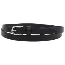 Узкий кожаный женский ремень Skipper 1485-15 Черный