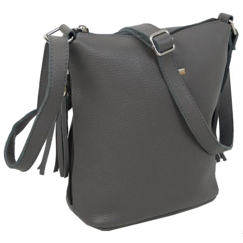 Женская наплечная кожаная сумка Borsacomoda 878.021  Серая