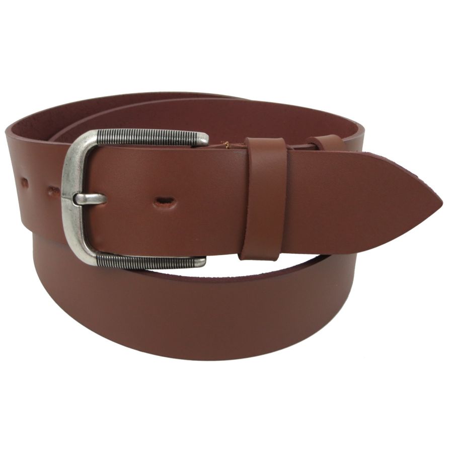 Широкий кожаный ремень под джинсы Skipper 1496-50 Коричневый