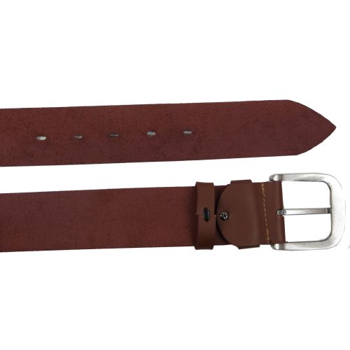 Широкий кожаный ремень под джинсы Skipper 1496-50 Коричневый