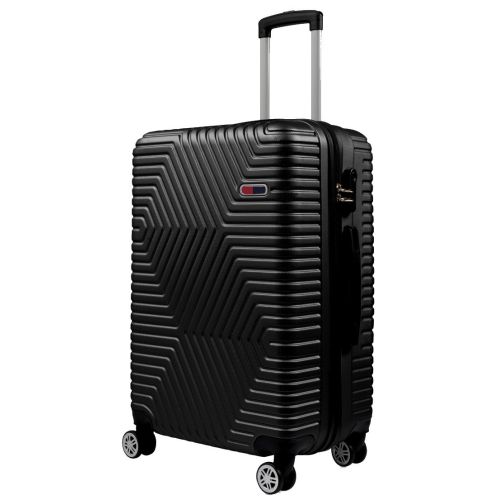 Чемодан пластиковый Средний M на колесах GD Polo 70L Черный