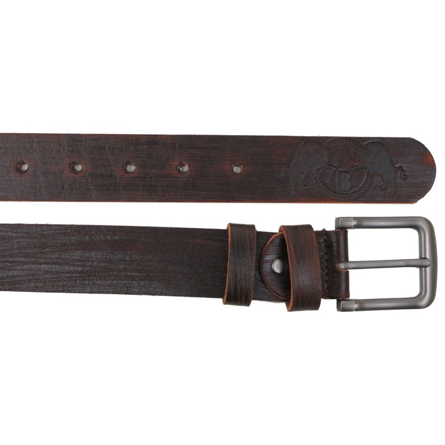 Ремень мужской винтажный кожаный Skipper 1503-38 3.8 см Коричневый