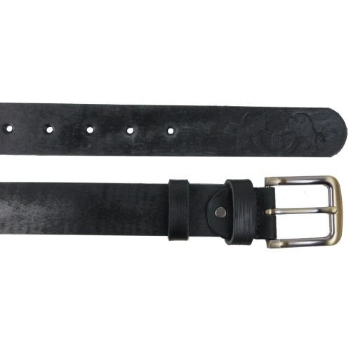 Ремень мужской кожаный с эффектом потертости Skipper 1504-38  3,8 см Черный