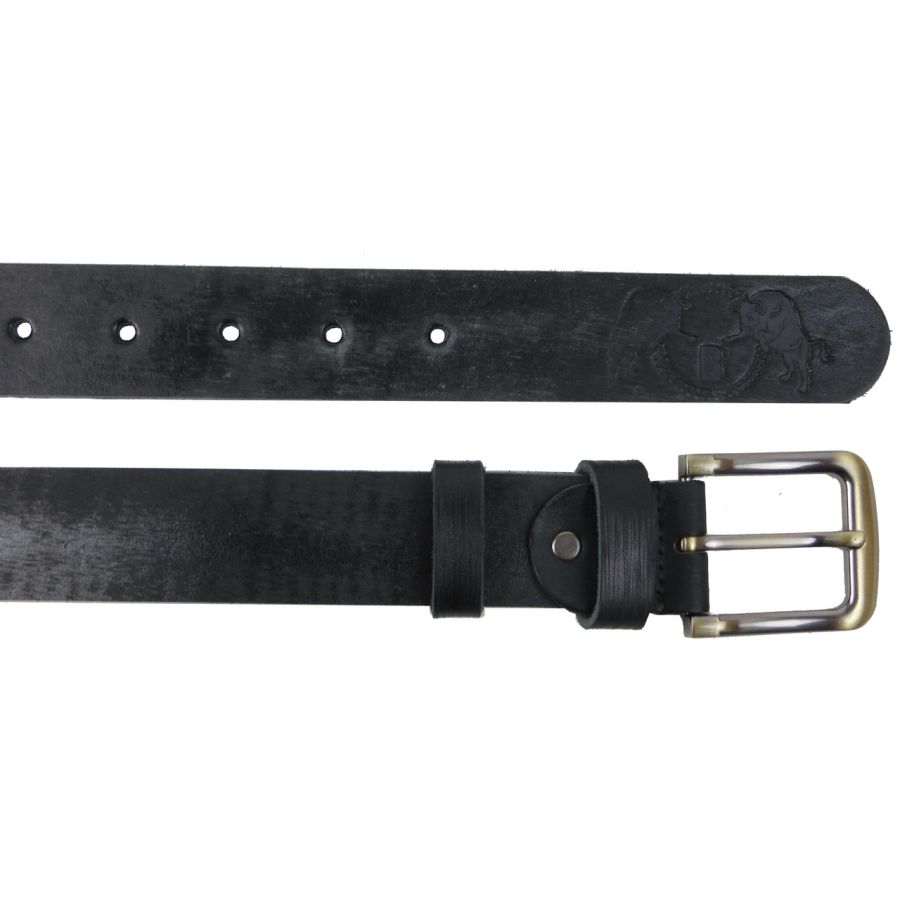 Ремень мужской кожаный с эффектом потертости Skipper 1504-38  3,8 см Черный
