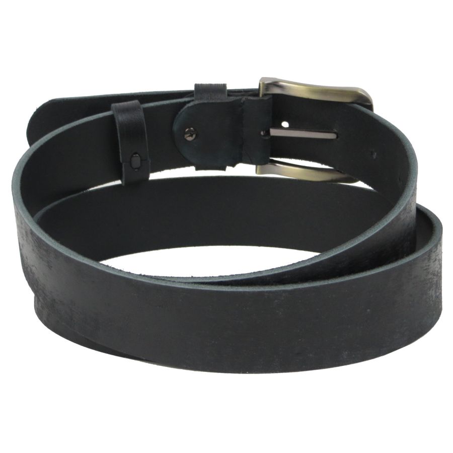 Ремень мужской кожаный с эффектом потертости Skipper 1504-38  3,8 см Черный