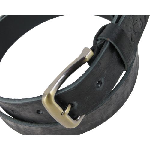 Ремень мужской кожаный с эффектом потертости Skipper 1504-38  3,8 см Черный