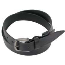 Длинный мужской кожаный ремень, батал под джинсы Skipper  черный 3,8 см