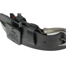 Длинный мужской кожаный ремень, батал под джинсы Skipper  черный 3,8 см