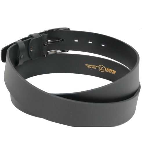 Мужской длинный кожаный ремень, батал для джинс Skipper черный