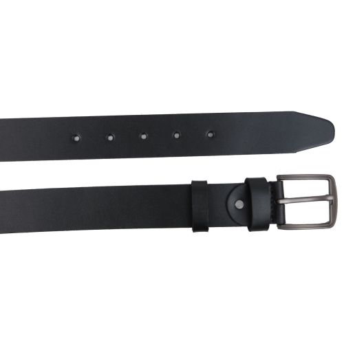 Мужской длинный кожаный ремень, батал под джинсы Skipper черный 3,8 см